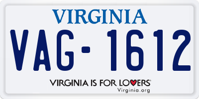 VA license plate VAG1612