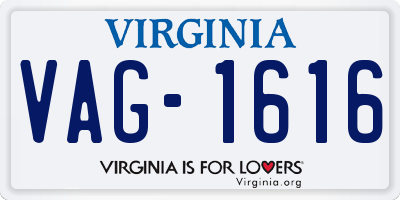 VA license plate VAG1616