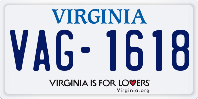 VA license plate VAG1618