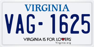 VA license plate VAG1625