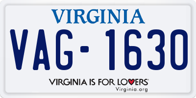 VA license plate VAG1630