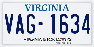 VA license plate VAG1634