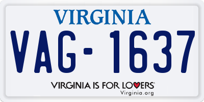 VA license plate VAG1637