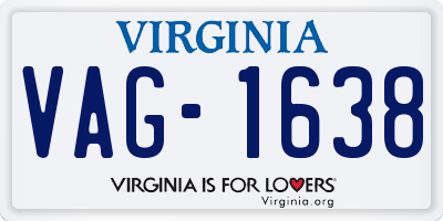 VA license plate VAG1638