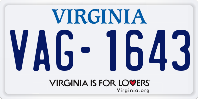 VA license plate VAG1643