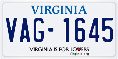 VA license plate VAG1645