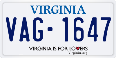 VA license plate VAG1647