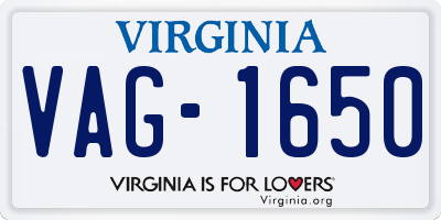 VA license plate VAG1650