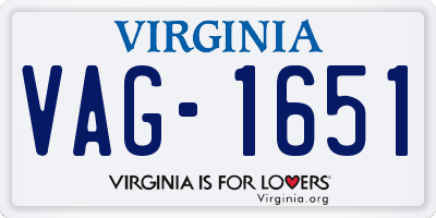 VA license plate VAG1651