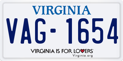 VA license plate VAG1654