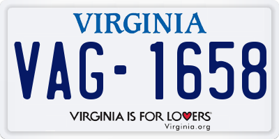 VA license plate VAG1658