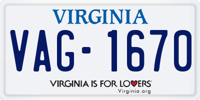 VA license plate VAG1670