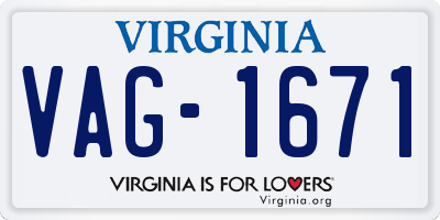 VA license plate VAG1671