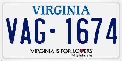 VA license plate VAG1674