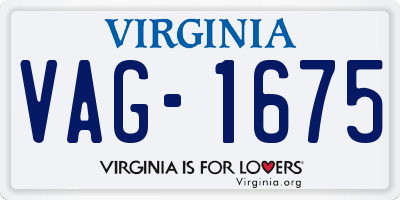 VA license plate VAG1675