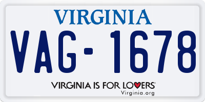 VA license plate VAG1678