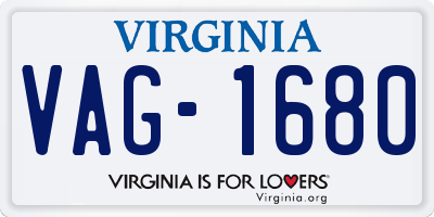 VA license plate VAG1680