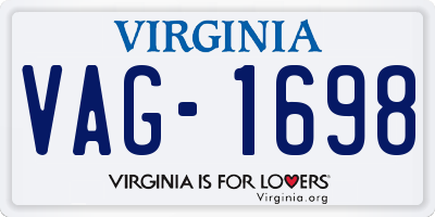 VA license plate VAG1698