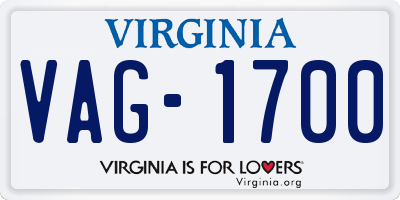 VA license plate VAG1700