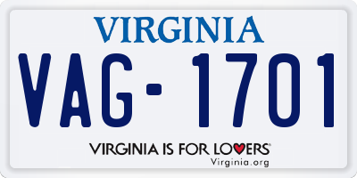 VA license plate VAG1701