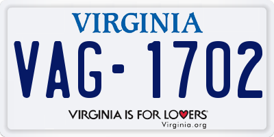 VA license plate VAG1702