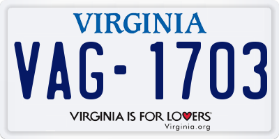 VA license plate VAG1703