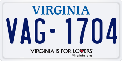 VA license plate VAG1704