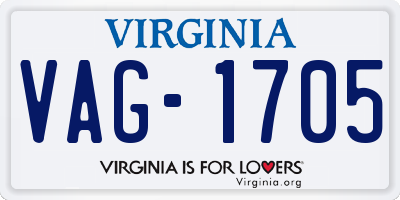 VA license plate VAG1705