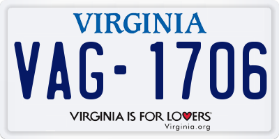 VA license plate VAG1706