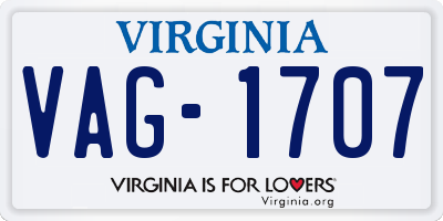 VA license plate VAG1707