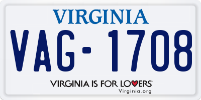 VA license plate VAG1708