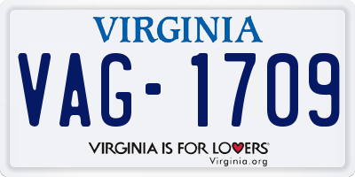 VA license plate VAG1709