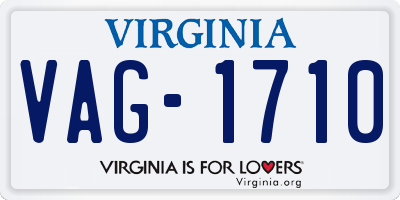 VA license plate VAG1710