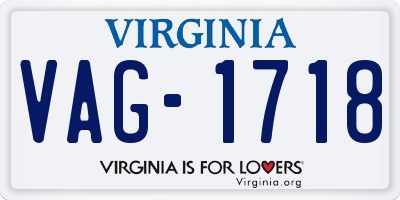 VA license plate VAG1718