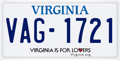 VA license plate VAG1721