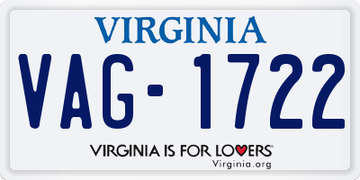 VA license plate VAG1722