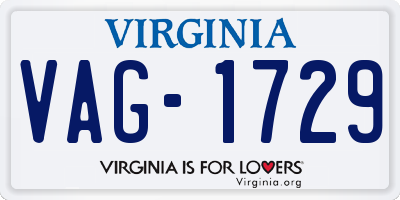 VA license plate VAG1729