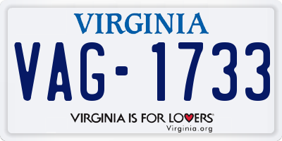 VA license plate VAG1733