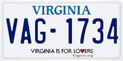 VA license plate VAG1734