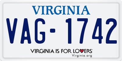 VA license plate VAG1742