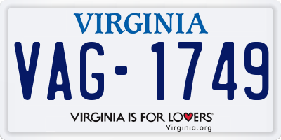 VA license plate VAG1749