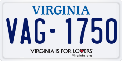 VA license plate VAG1750