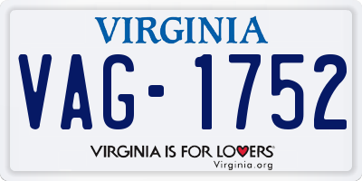 VA license plate VAG1752