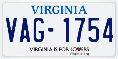 VA license plate VAG1754