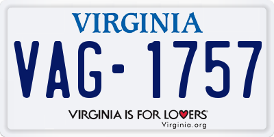 VA license plate VAG1757
