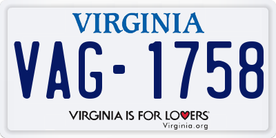 VA license plate VAG1758