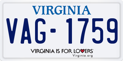 VA license plate VAG1759