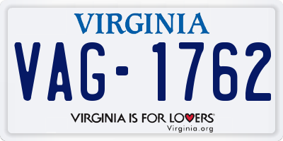 VA license plate VAG1762