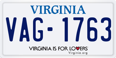 VA license plate VAG1763