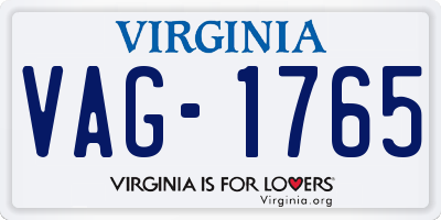 VA license plate VAG1765